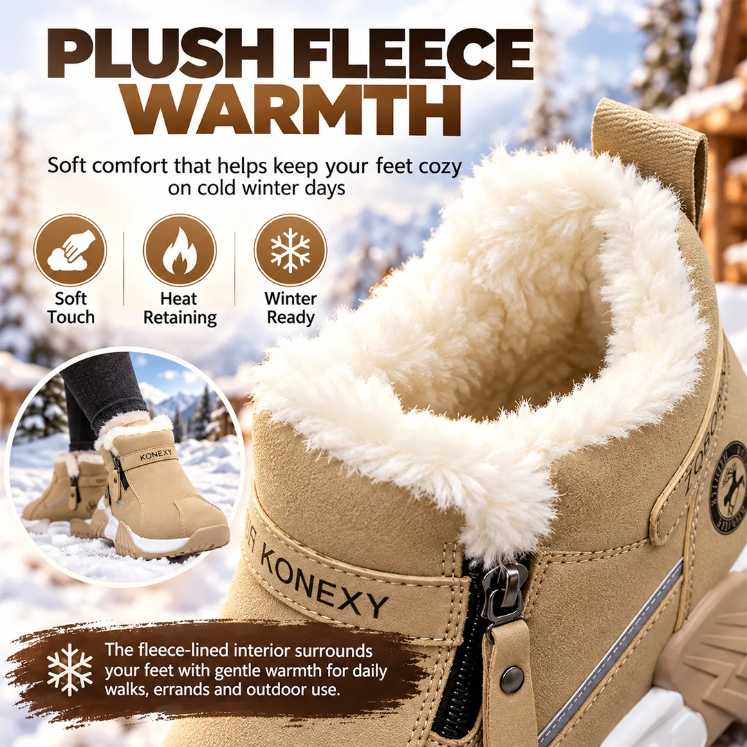 Warm Fleece Winter Snow Boots with Side Zip | Anti-Slip Outdoor Ankle Shoes