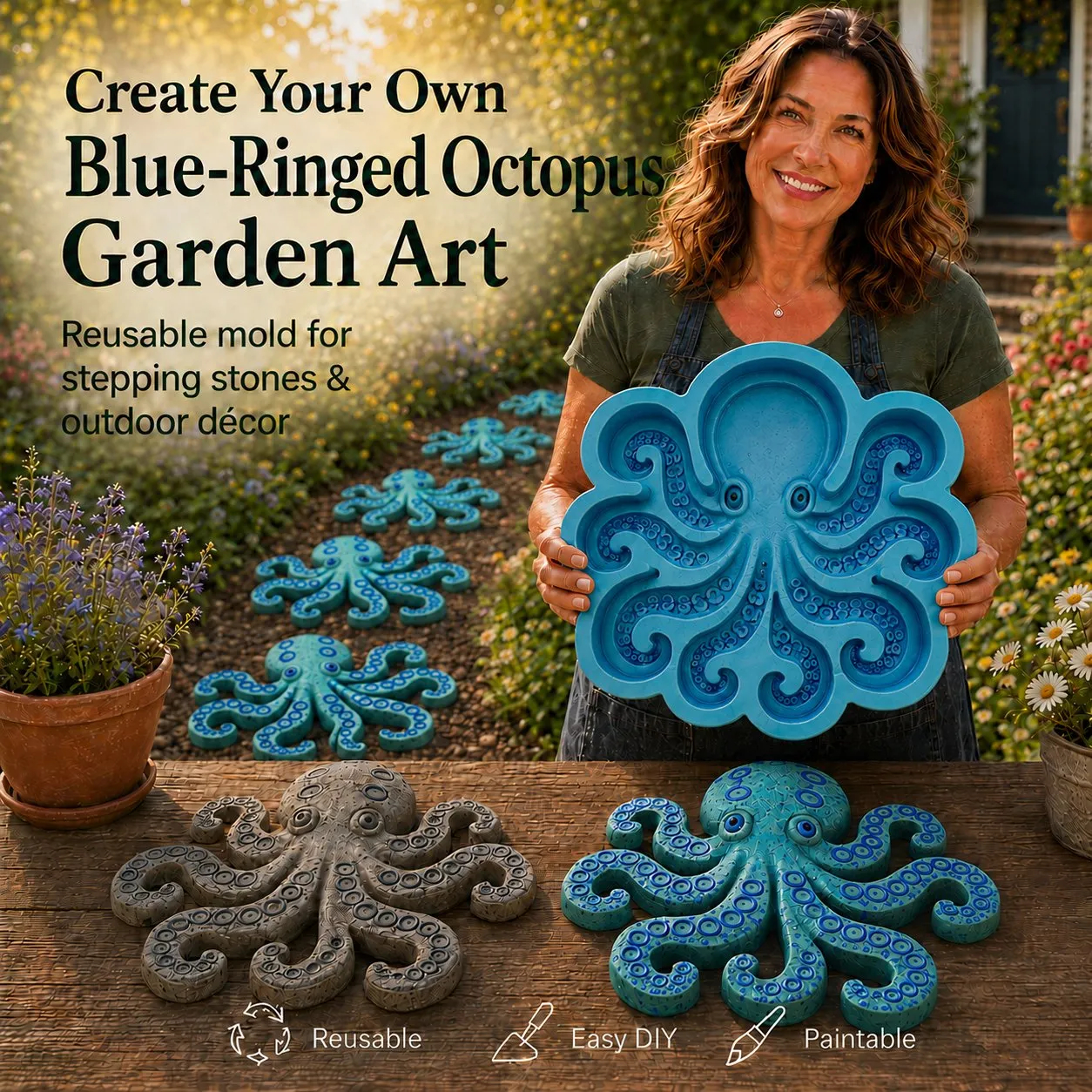 💥 LAST DAY 50% OFF🌊 Reusable Ocean Theme Garden Art Mold – Make Your Garden Truly One of a Kind