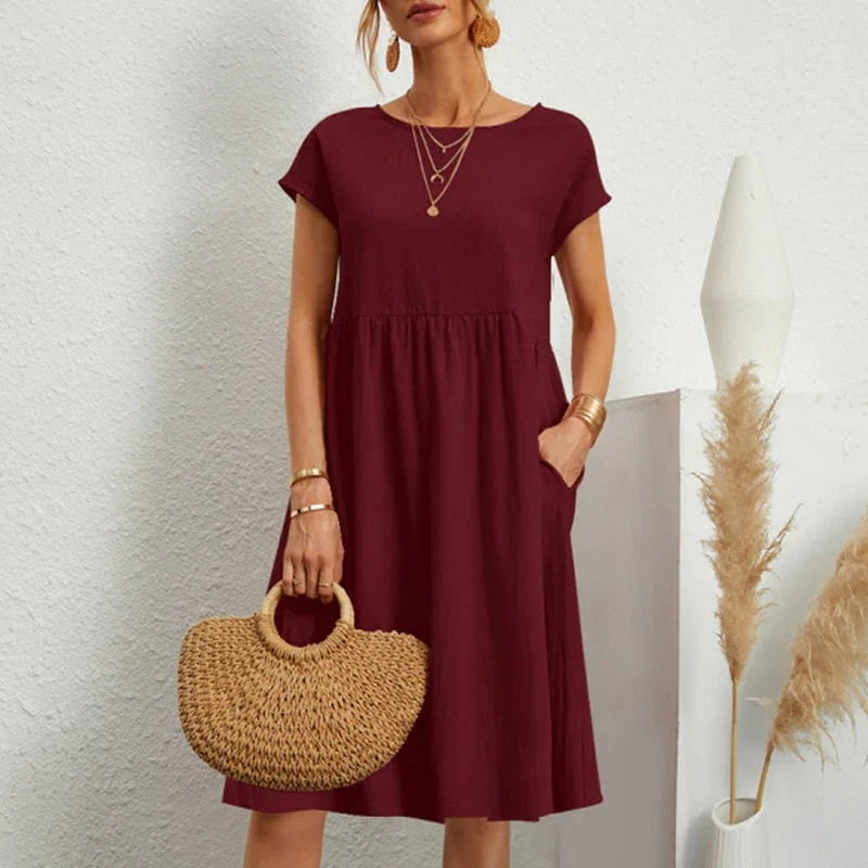 🔥Women's Cotton Round Neck Dress(Buy 2 get 15% off )
