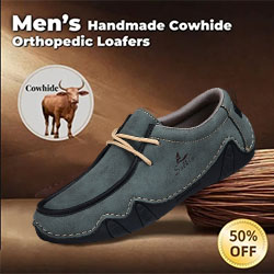 ⏰Limited Time Sale 60% OFF-Men's handmade genuine leather slip-on loafers with orthotic and foot support