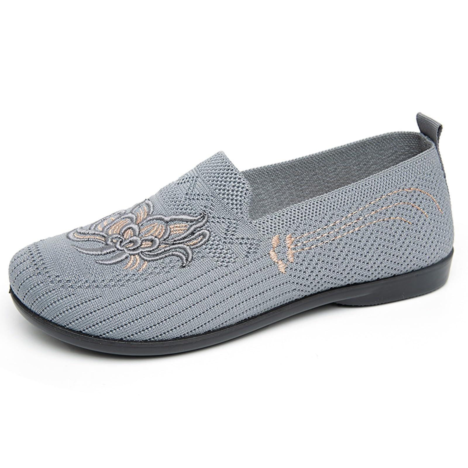 2026 Spring Embroidered Slip-On Women'S Shoes Flat Fashion Casual Mom Shoes Women'S Loafers