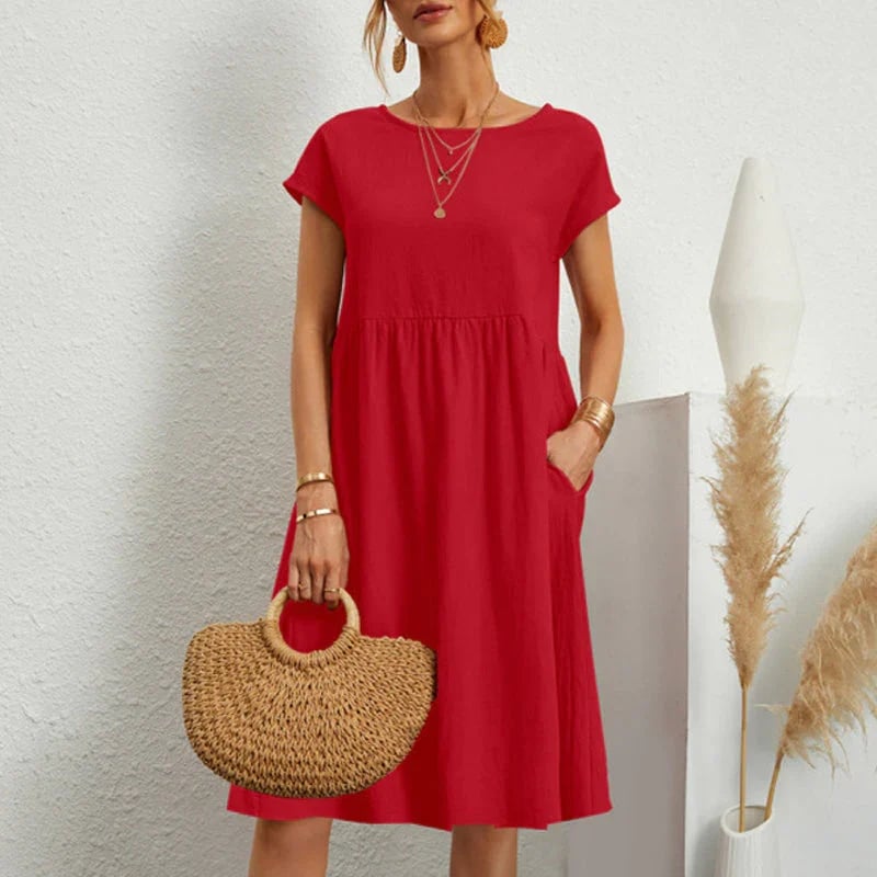 🔥Women's Cotton Round Neck Dress(Buy 2 get 15% off )