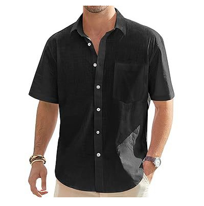 ⏰Promotion 50% OFF - Men’s Linen Cotton Short Sleeve Beach Button Shirt – New Arrival