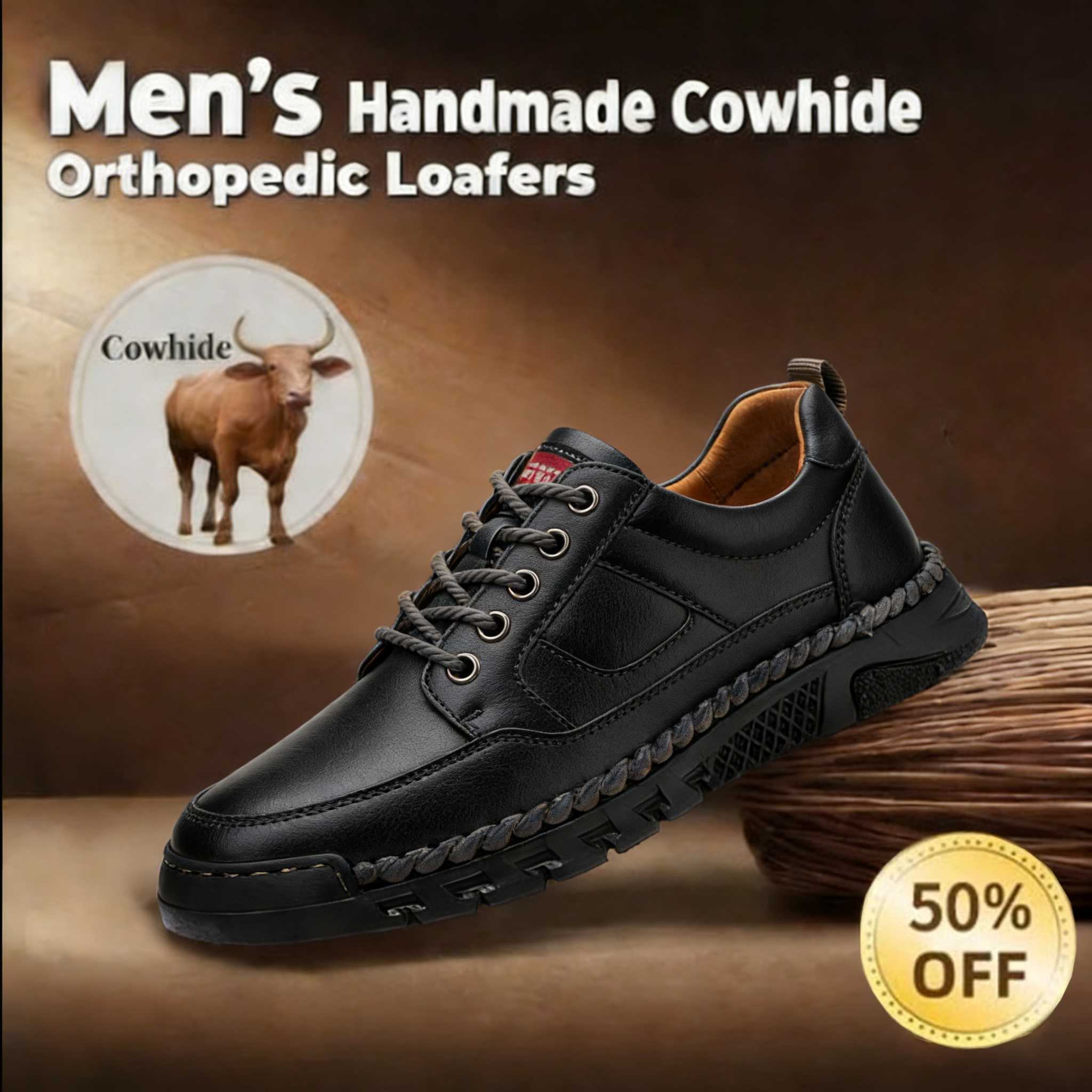 Hand-stitched men's loafers with anti-collision and anti-slip features.