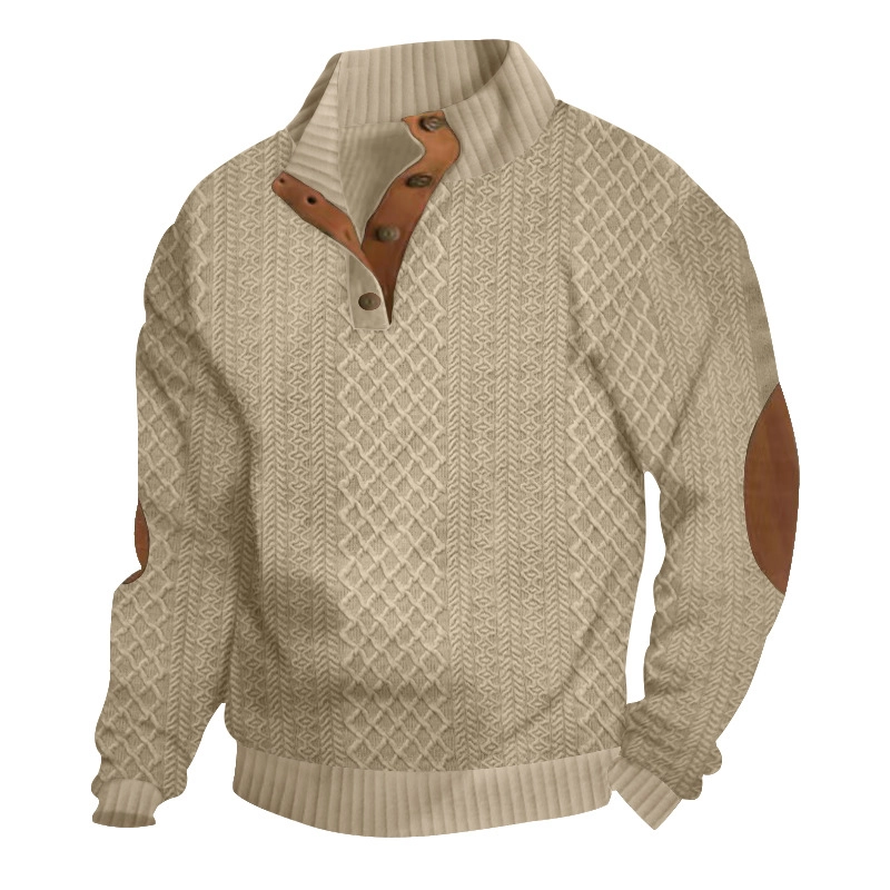 🔥Christmas Hot Sale🔥Men's Outdoor Casual Stand Cashmere Button Long Sleeve Sweater