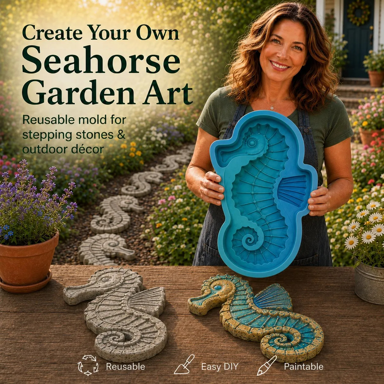💥 LAST DAY 50% OFF🌊 Reusable Ocean Theme Garden Art Mold – Make Your Garden Truly One of a Kind