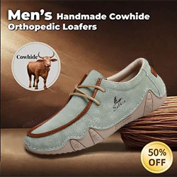 ⏰Limited Time Sale 60% OFF-Men's handmade genuine leather slip-on loafers with orthotic and foot support