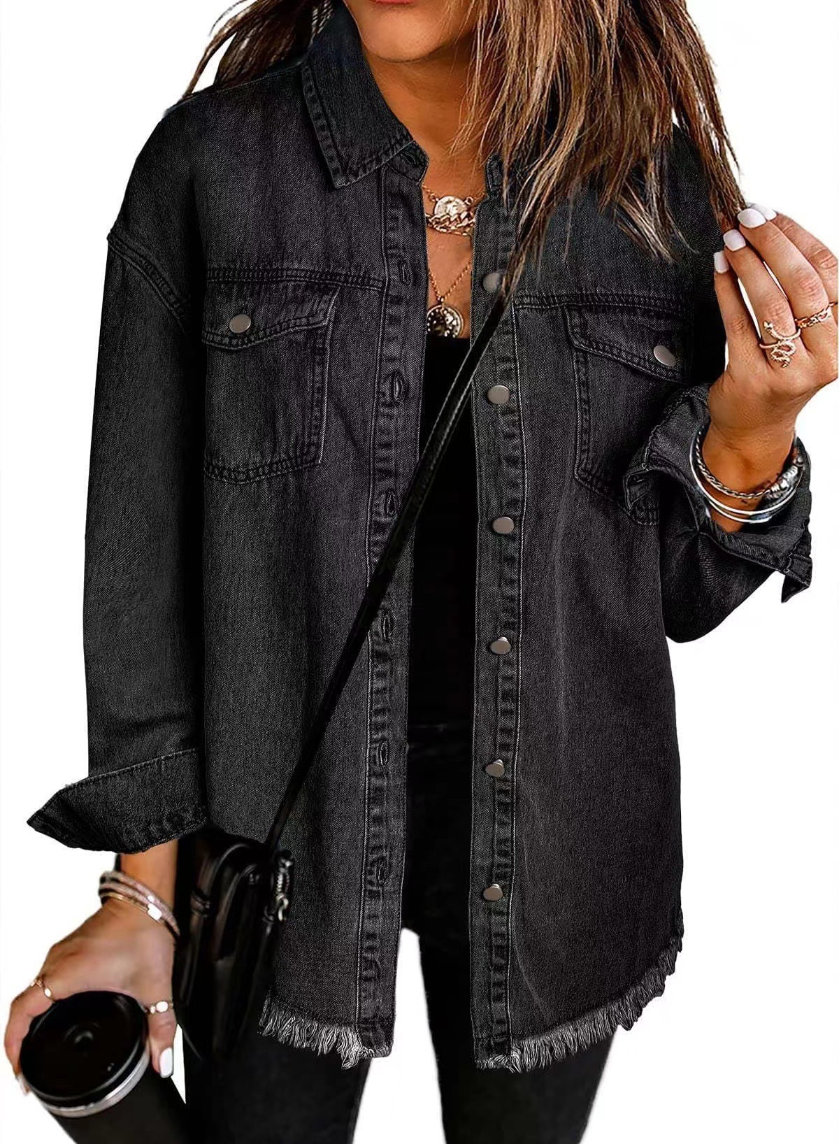 Casual Button Down Washed Jean Layering Jacket