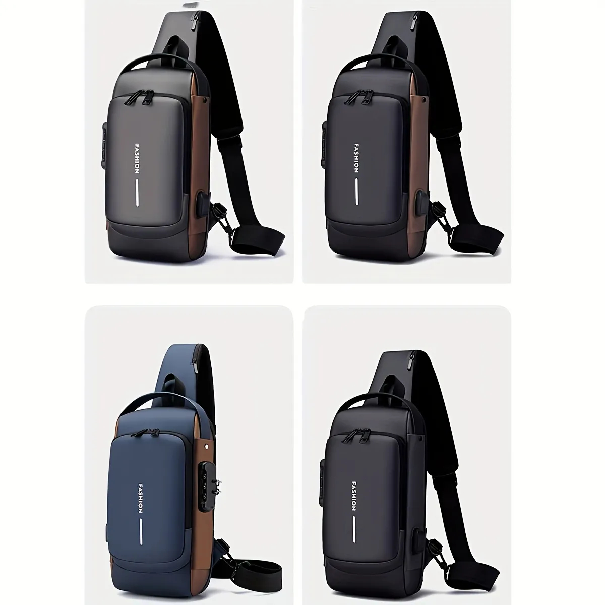 Anti-Theft Sling Bag — USB Charging Port, Water-Resistant & Combination Lock