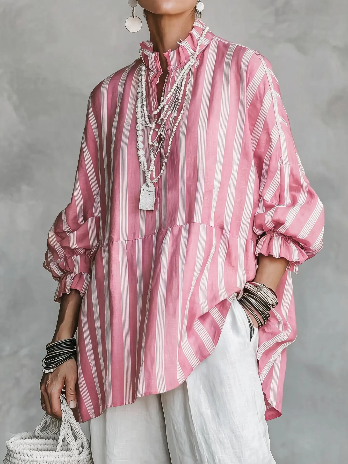 Casual Striped Linen-cotton Shirt