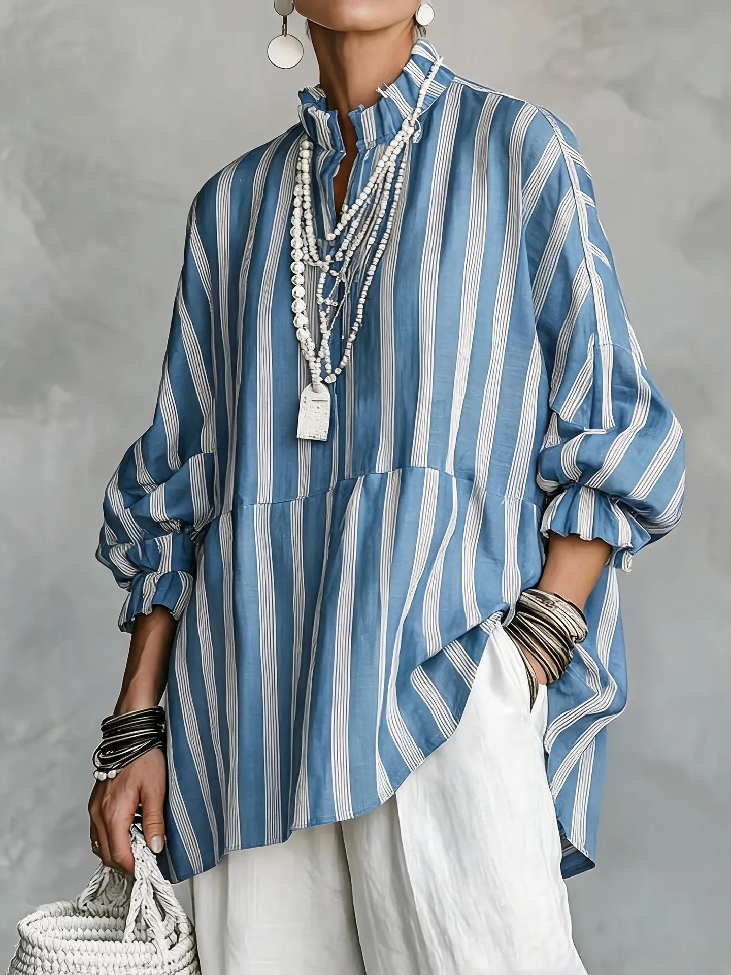 Casual Striped Linen-cotton Shirt