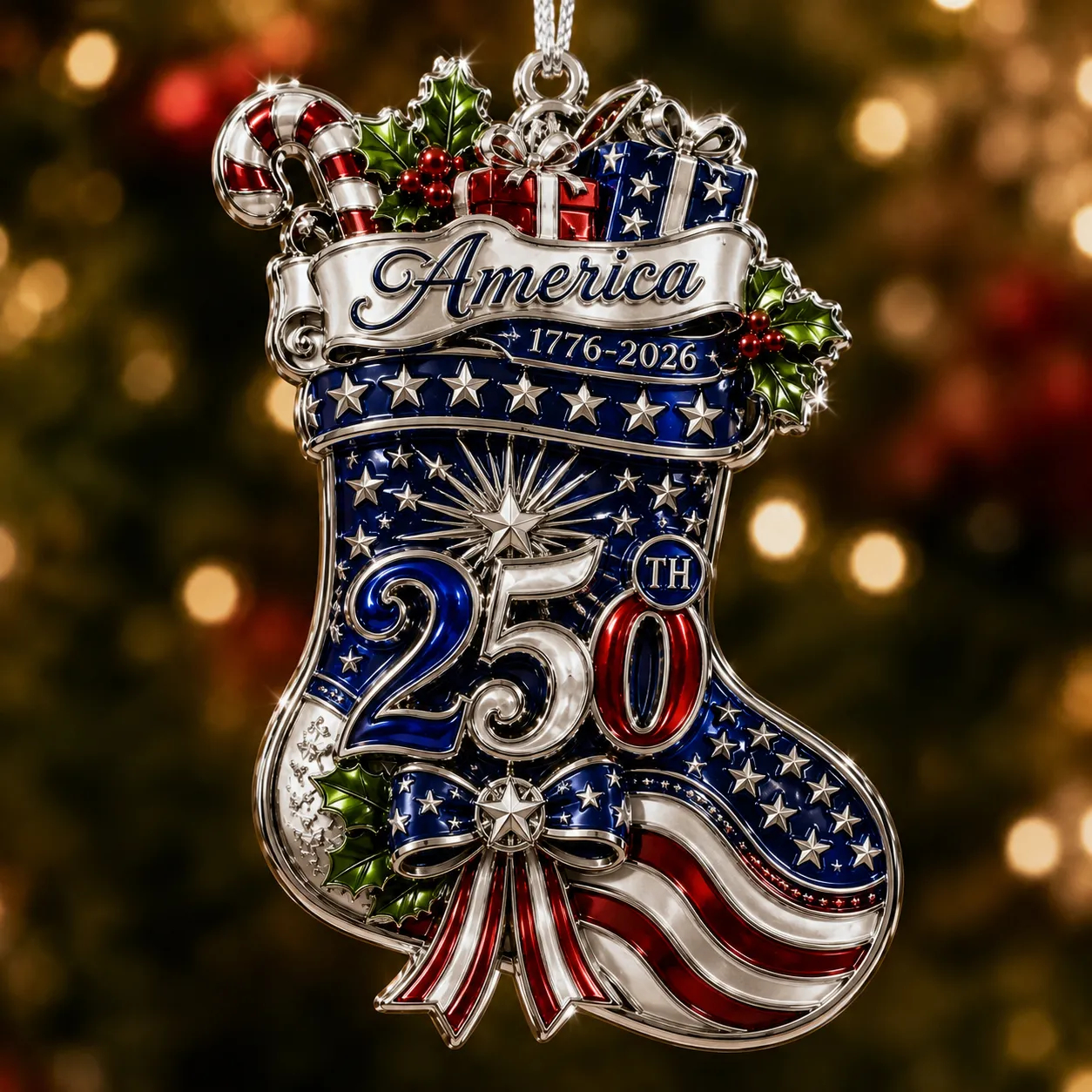 USA 250th Anniversary Christmas Ornament
