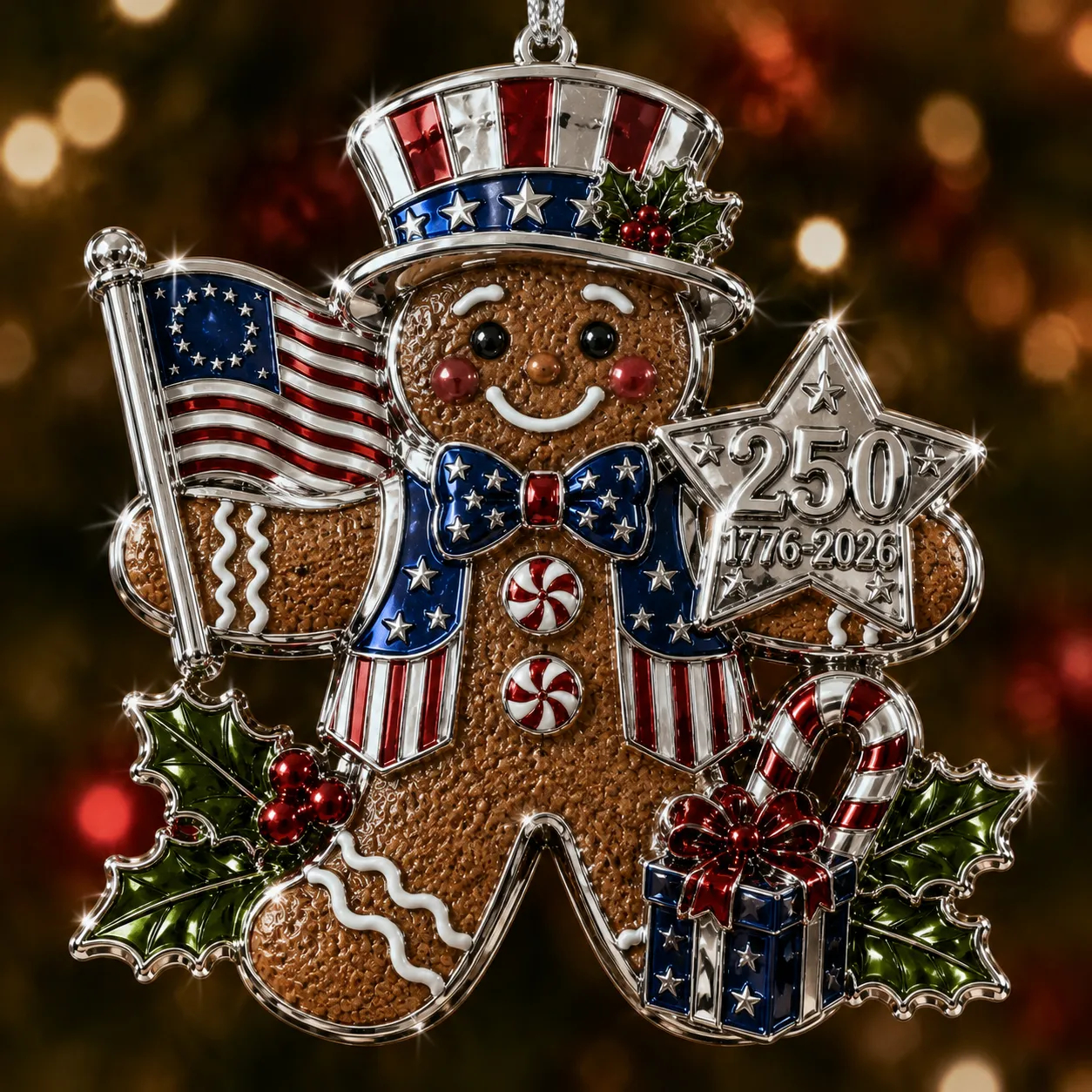 USA 250th Anniversary Christmas Ornament