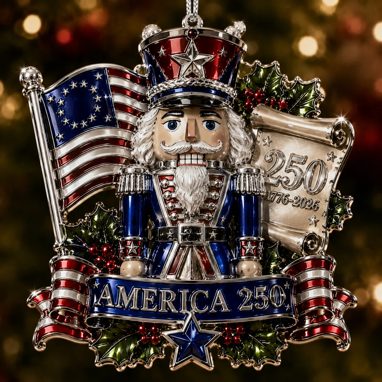 USA 250th Anniversary Christmas Ornament