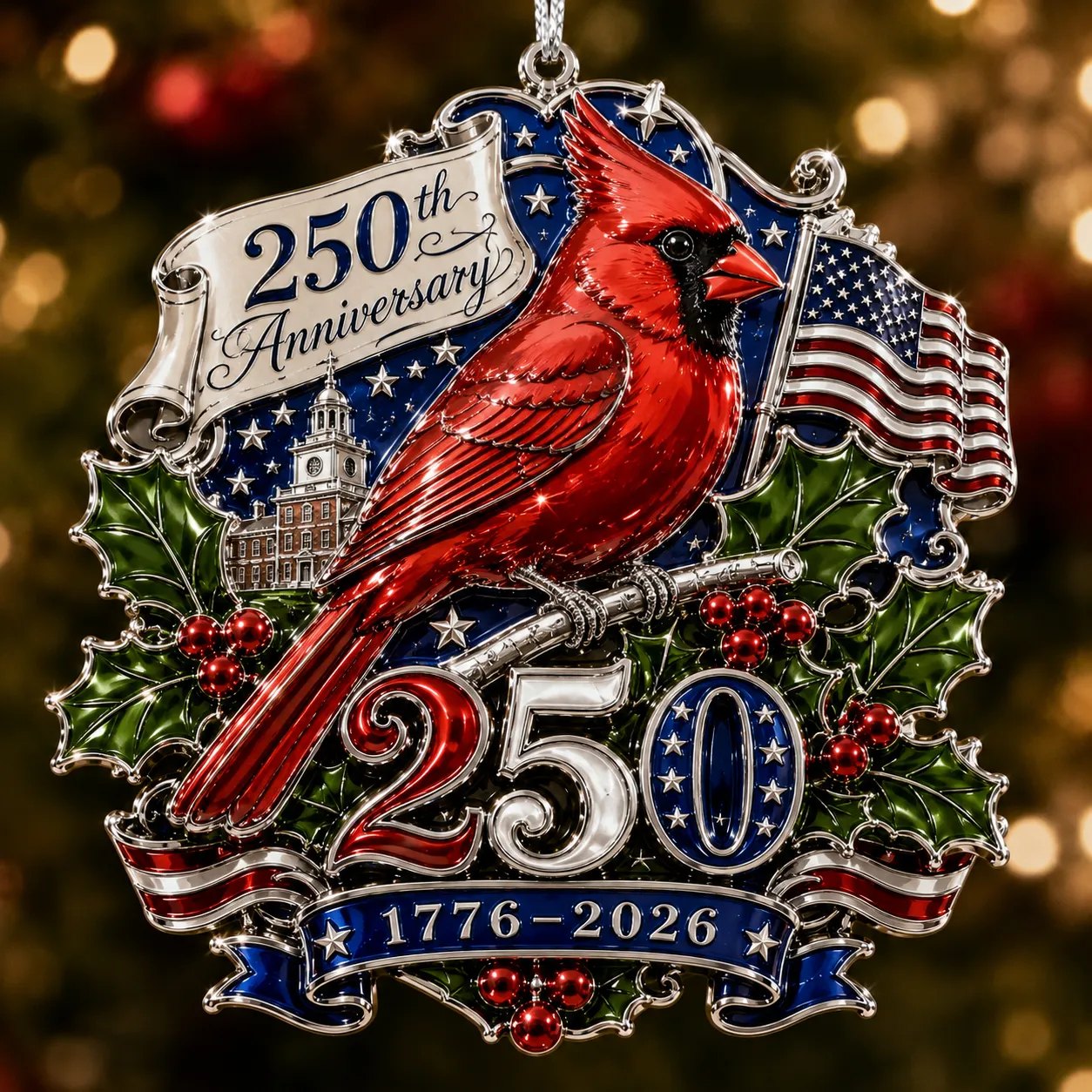 USA 250th Anniversary Christmas Ornament