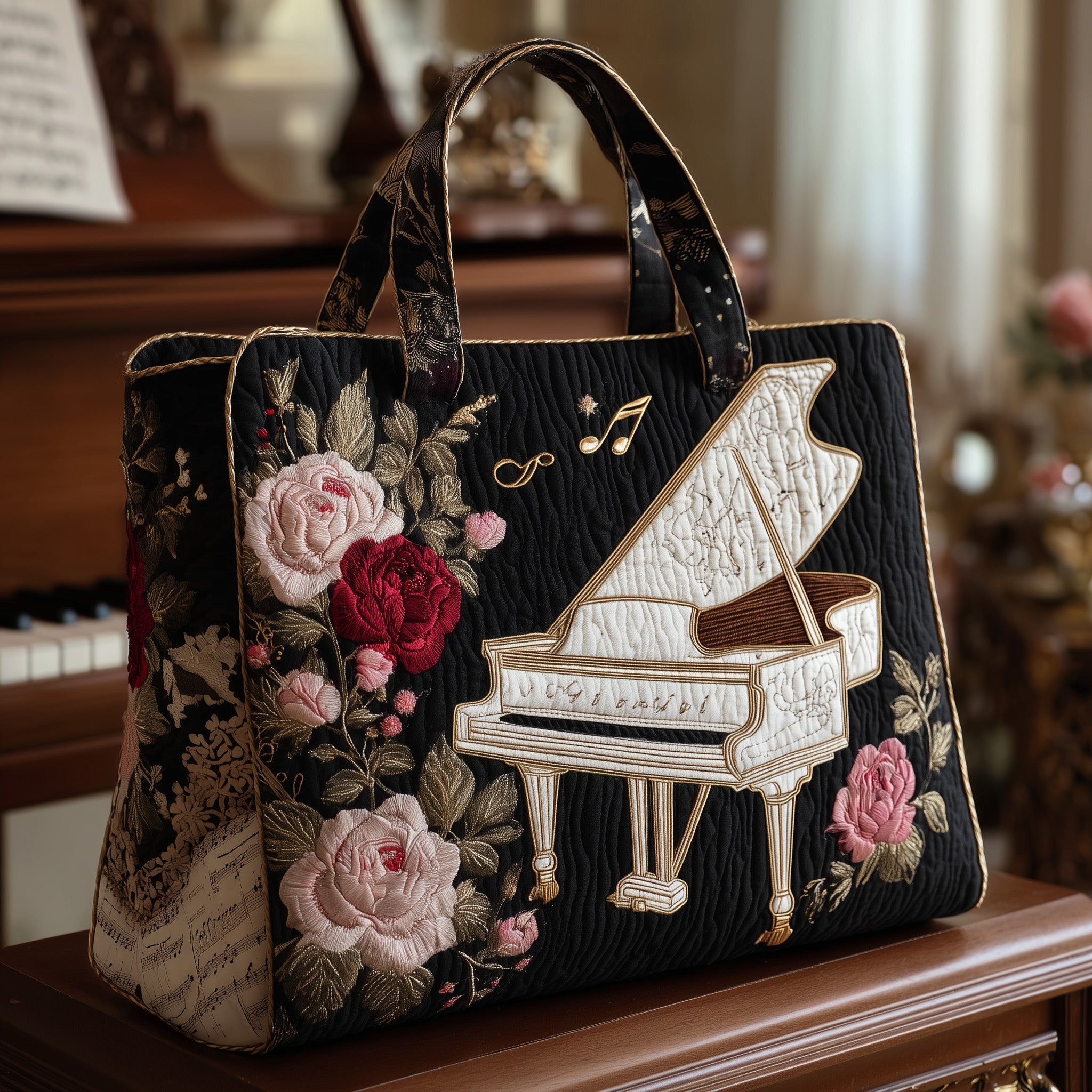 Grand Piano Quilted Tote Bag GFTONT2050