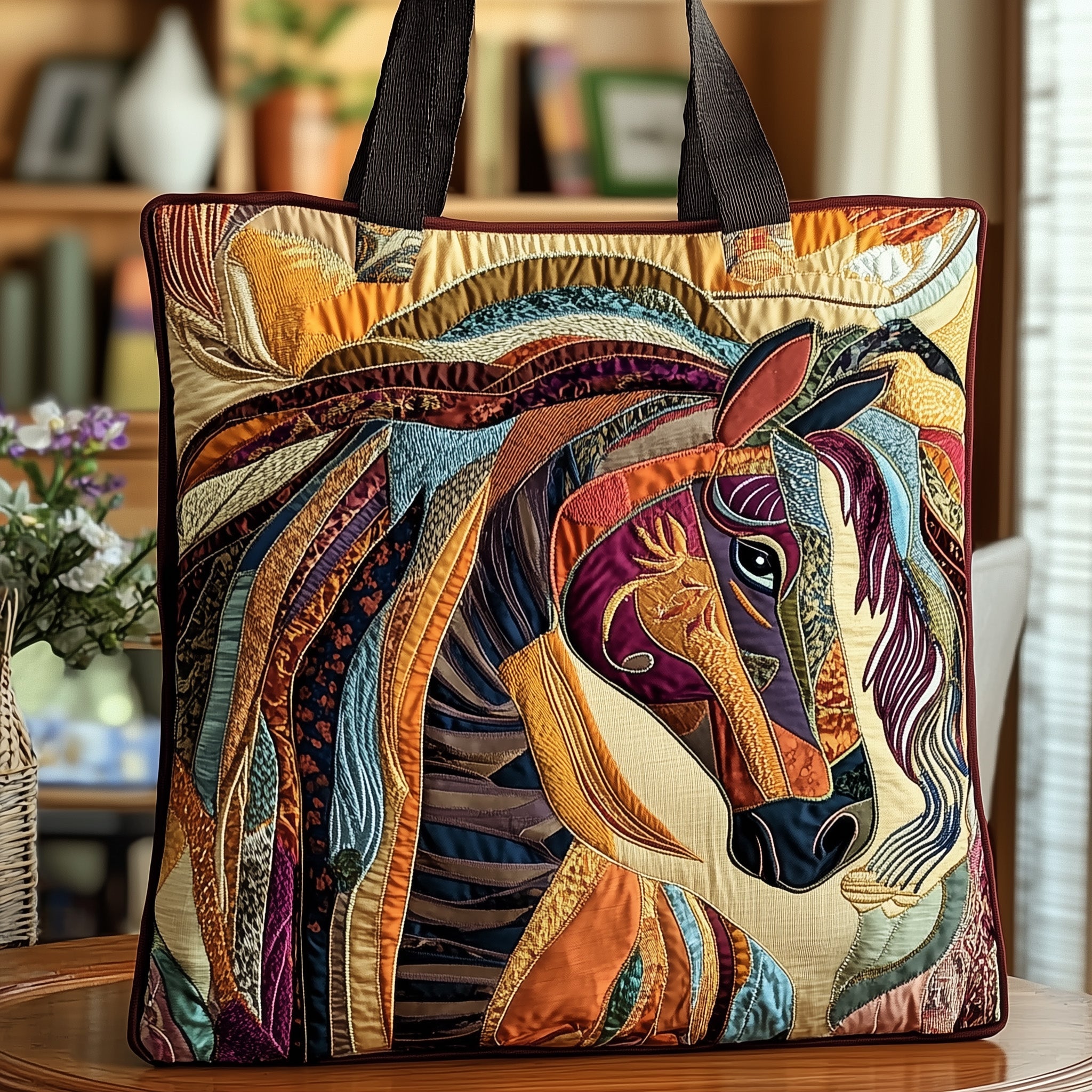 Native Horse Quilted Tote Bag GFTOTP8743