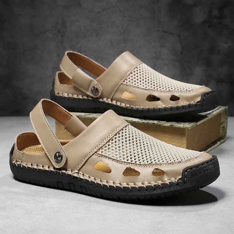 🔥Last Day 60% OFF🔥Men's Premium Leather Closed-Toe Sandals - Non-Slip Outdoor Summer Shoes