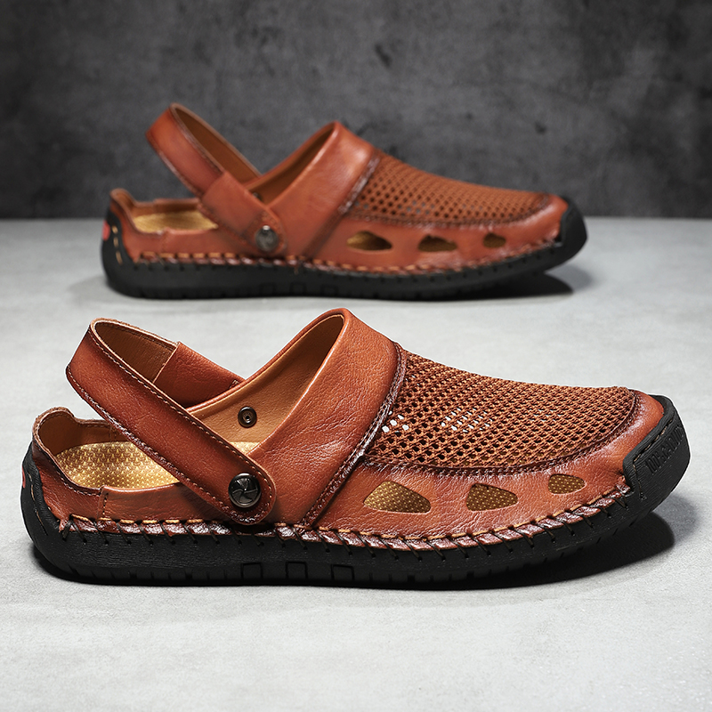 🔥Last Day 60% OFF🔥Men's Premium Leather Closed-Toe Sandals - Non-Slip Outdoor Summer Shoes