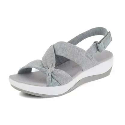 🔥60% OFF Ladies Bow Slingback Platform Wedges Light Breathable Fabric Casual Summer Sandals
