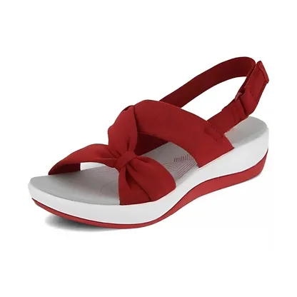 🔥60% OFF Ladies Bow Slingback Platform Wedges Light Breathable Fabric Casual Summer Sandals