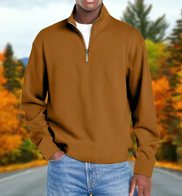 Men’s Fashion Long-Sleeve Zip-Up Slim Fit Casual Jacket