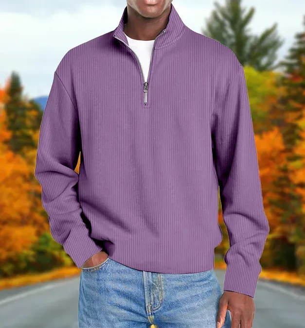 Men’s Fashion Long-Sleeve Zip-Up Slim Fit Casual Jacket