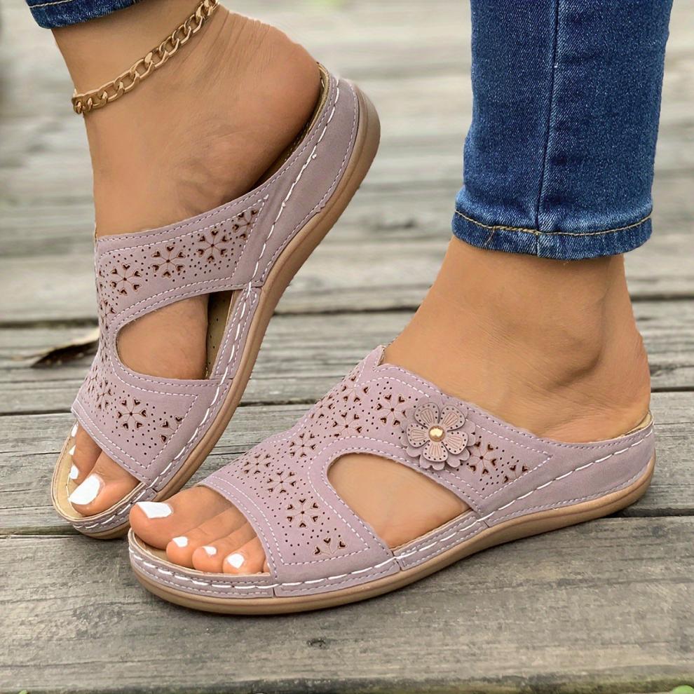 Women's openwork floral orthopedic sandals