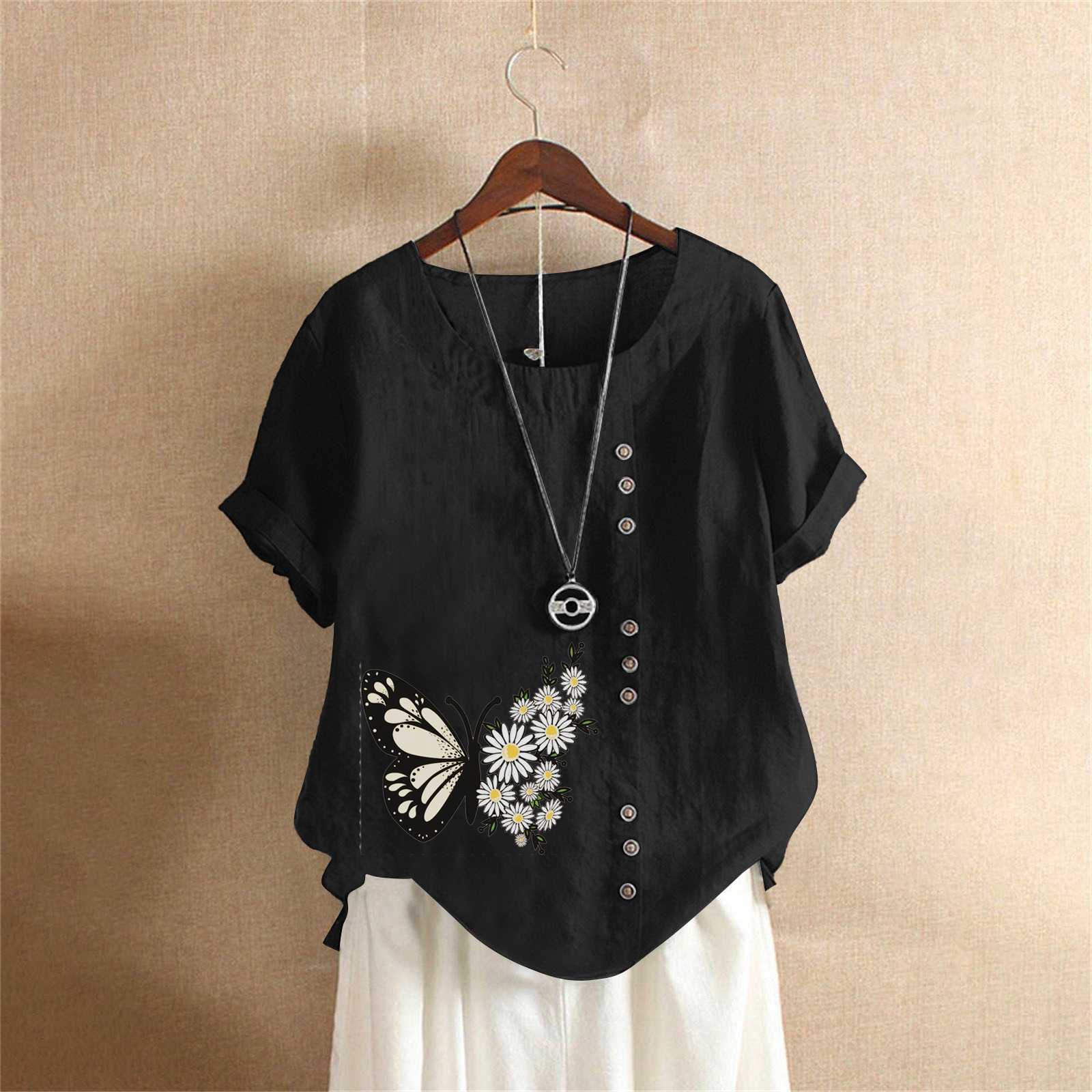 (60% off) Summer casual loose cotton and linen short-sleeved T-shirt