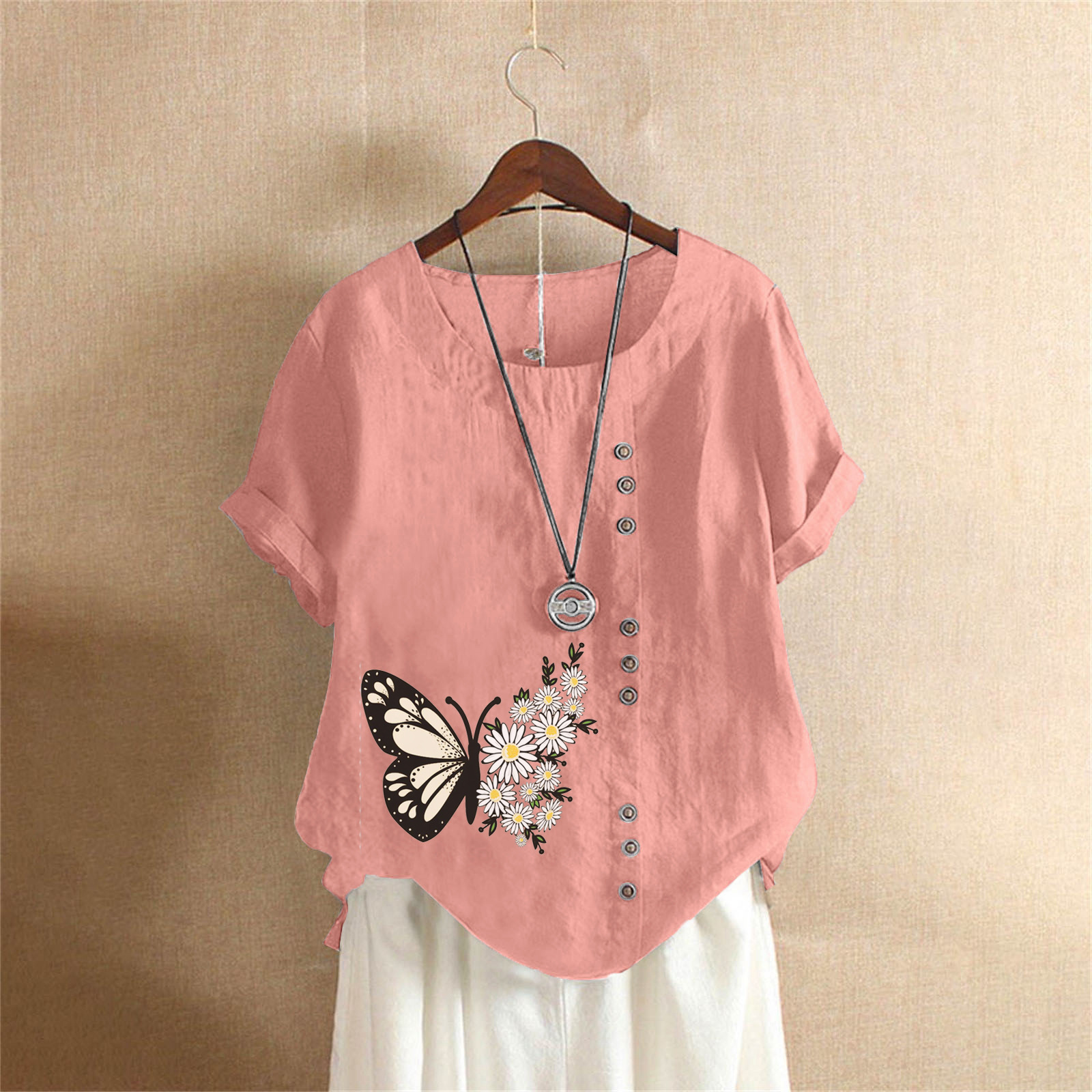 (60% off) Summer casual loose cotton and linen short-sleeved T-shirt