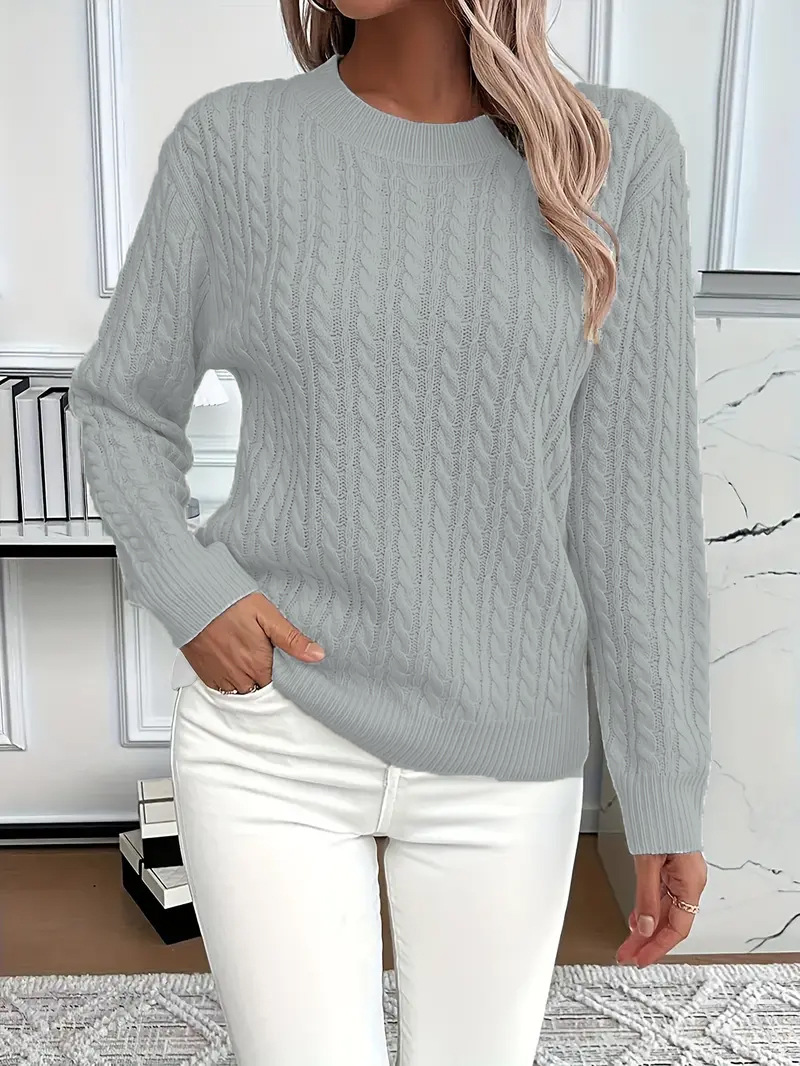 Clearance Sale! 🔥 Women's Classic Cable Knit Crew Neck Sweater