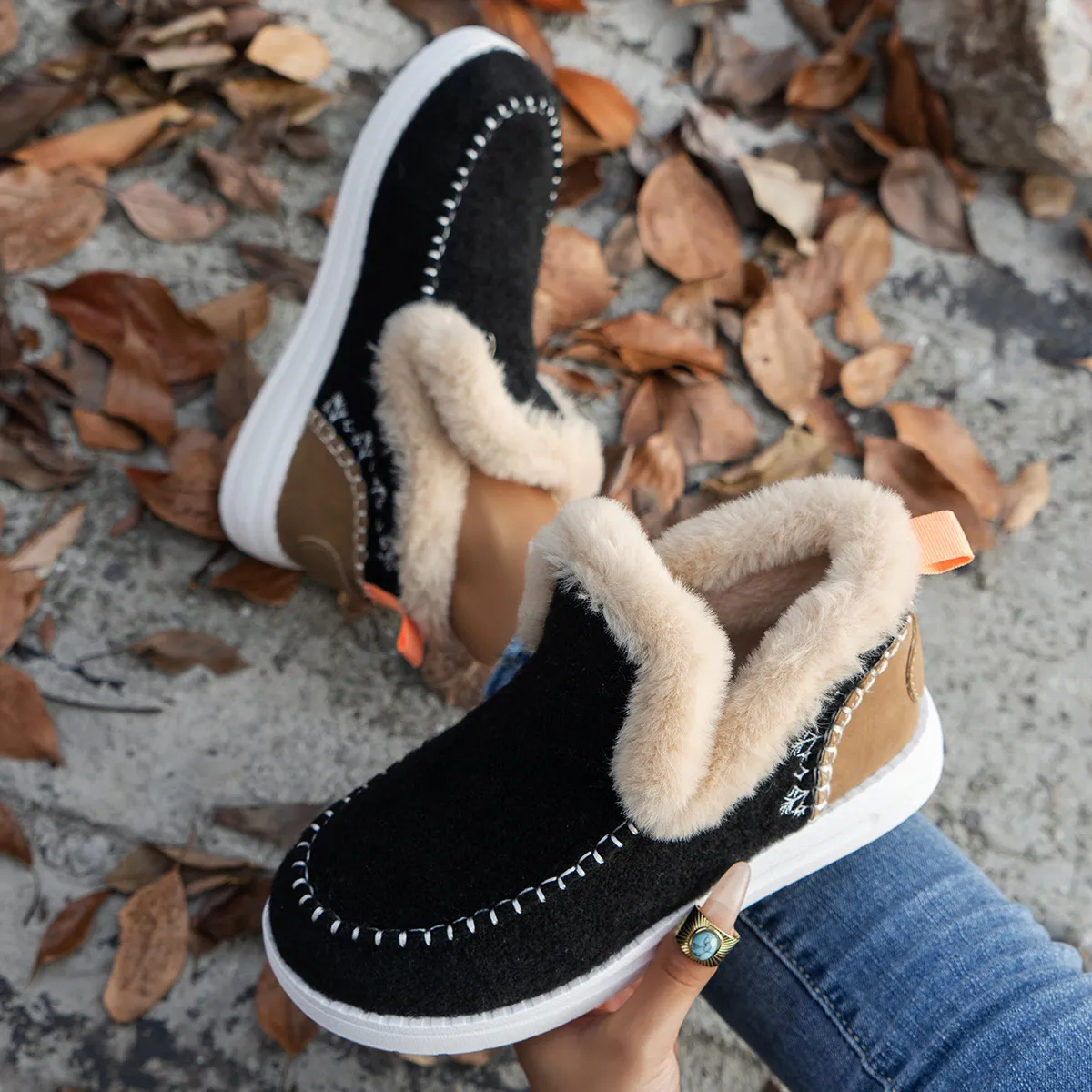 Womens Orthopedic Winter Wool Snow Boots Cozy Winter Shoes