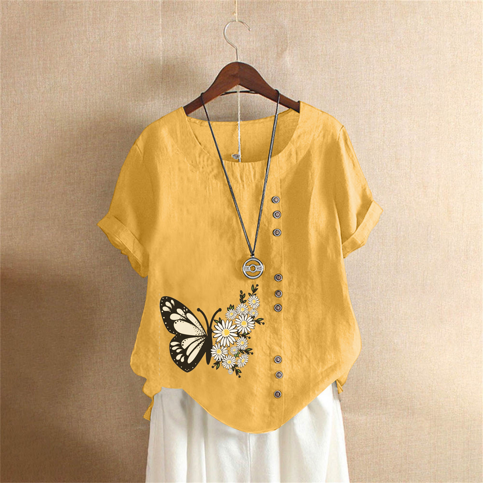 (60% off) Summer casual loose cotton and linen short-sleeved T-shirt