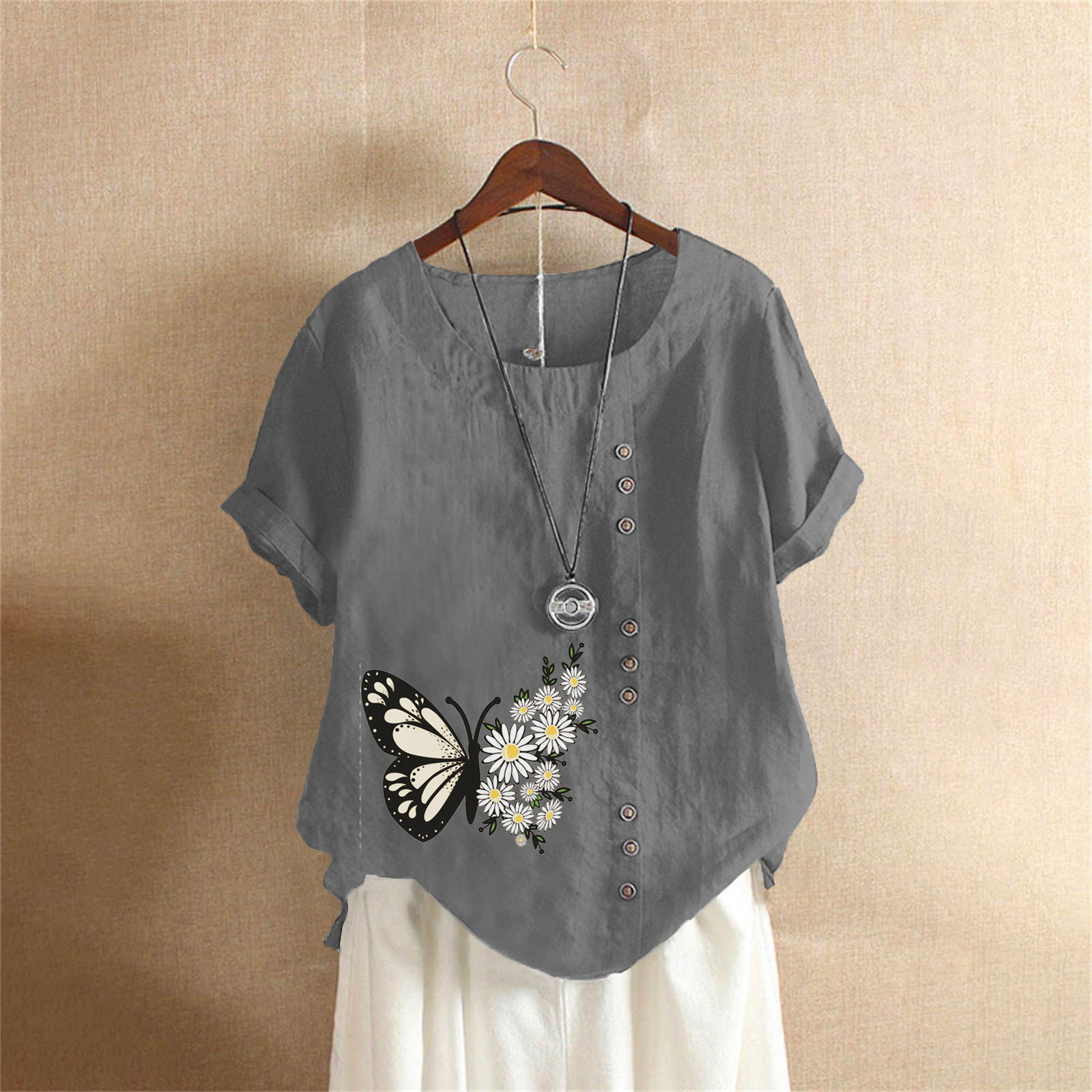 (60% off) Summer casual loose cotton and linen short-sleeved T-shirt