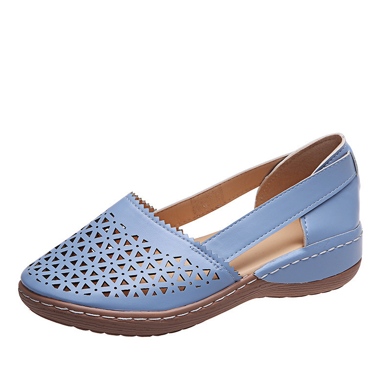 Women's Breathable Cutout Wedge Loafers - Slip-On Comfort Shoes for Seniors, Arch Support & Non-Slip Sole