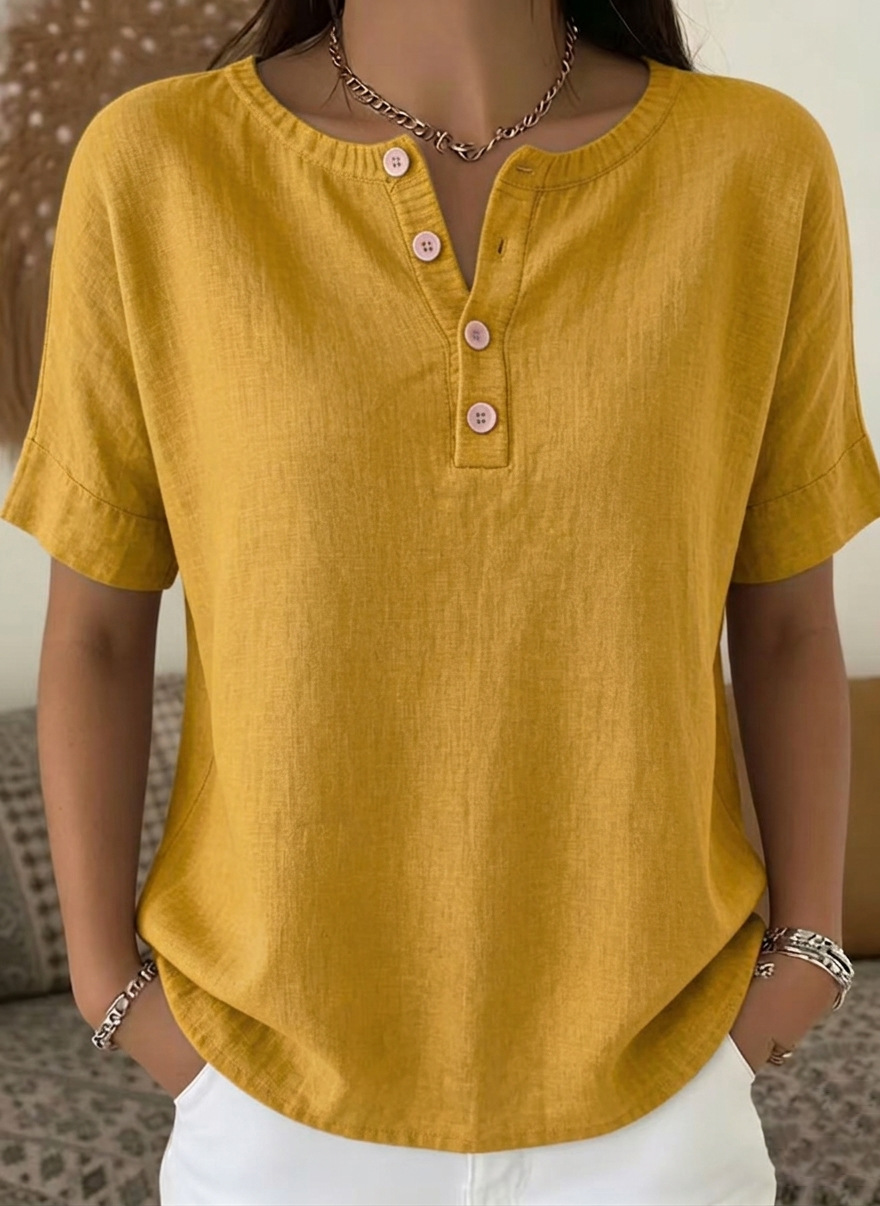 Summer New Arrivals — Women's Casual Cotton-Linen Short-Sleeve Tops