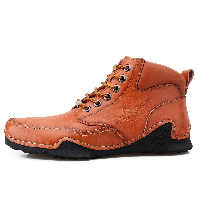 ⏰Today 70% off-Men's handmade leather British style Collision Avoidance orthopedic thick-soled shoes
