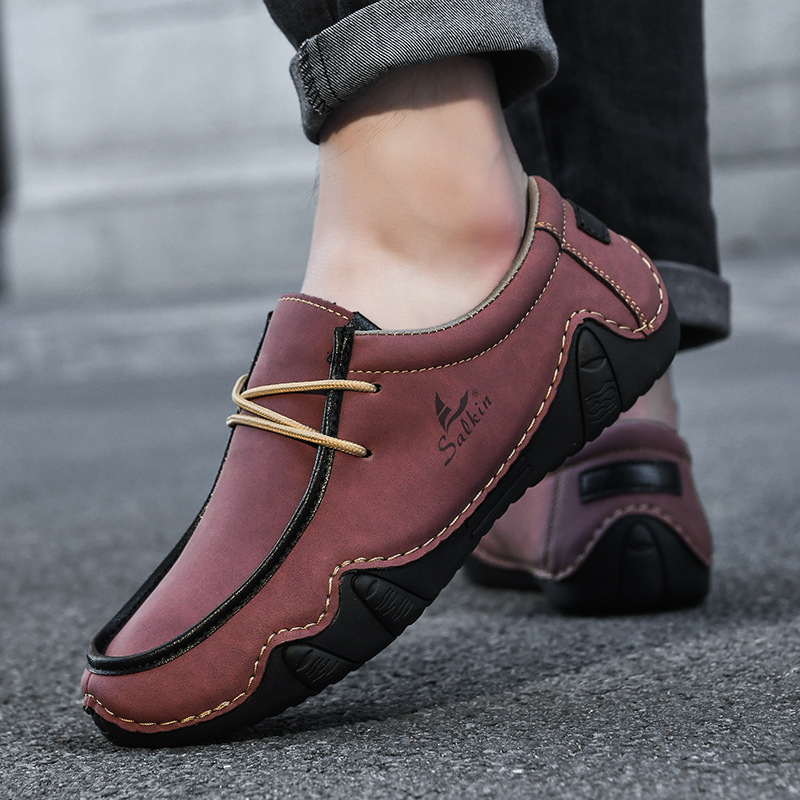 ⏰Limited Time Sale 60% OFF-Men's handmade genuine leather slip-on loafers with orthotic and foot support