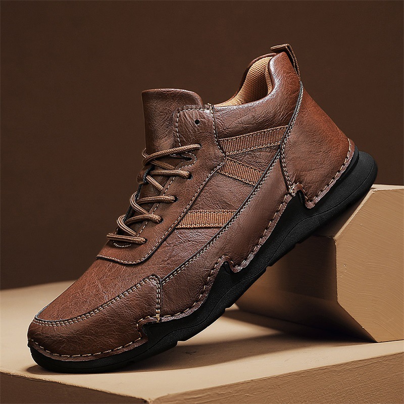 Men's Comfy Arch Support Waterproof Lightweight Handmade Orthopedic Genuine Leather Shoes