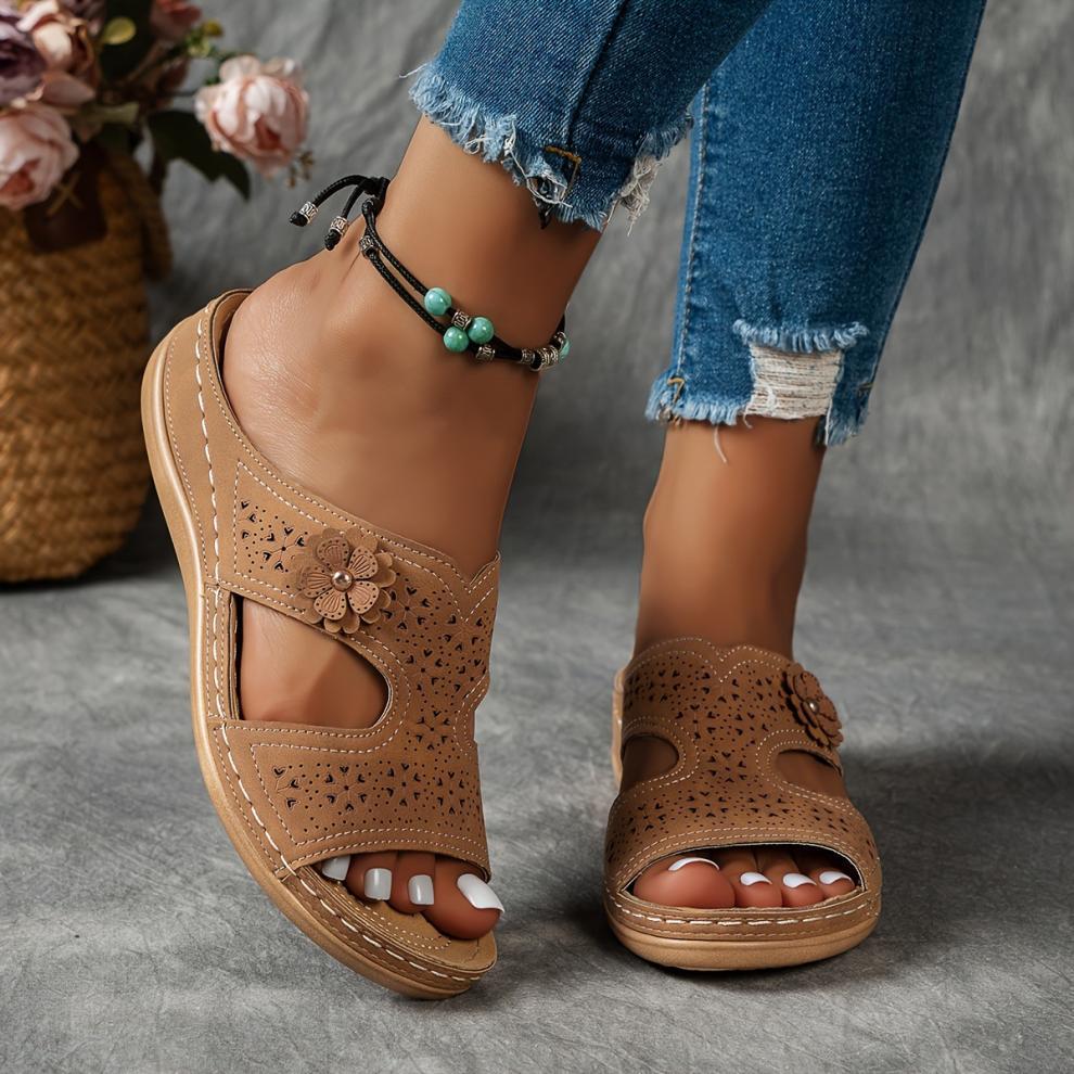 Women's openwork floral orthopedic sandals