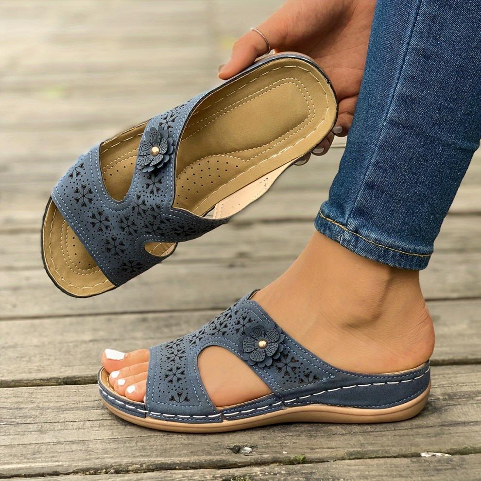 Women's openwork floral orthopedic sandals