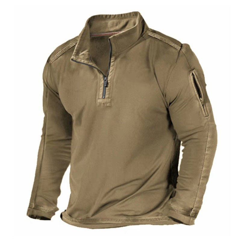 50% off - Men's Casual Solid Color Waffle Zipper Long Sleeve Sweatshirt