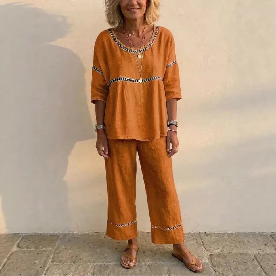 🔥 Hot Seller! 🔥 Minimalist-Style Round-Neck Linen Two-Piece Set