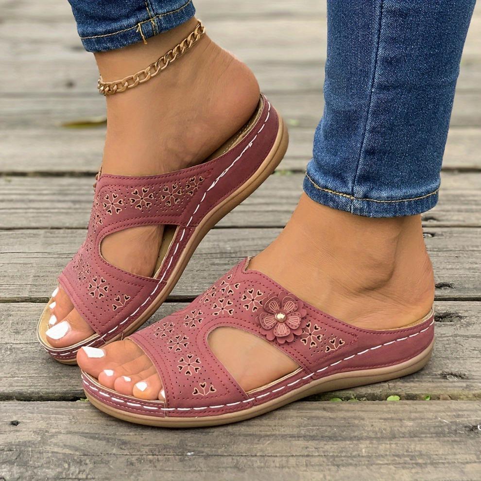 Women's openwork floral orthopedic sandals