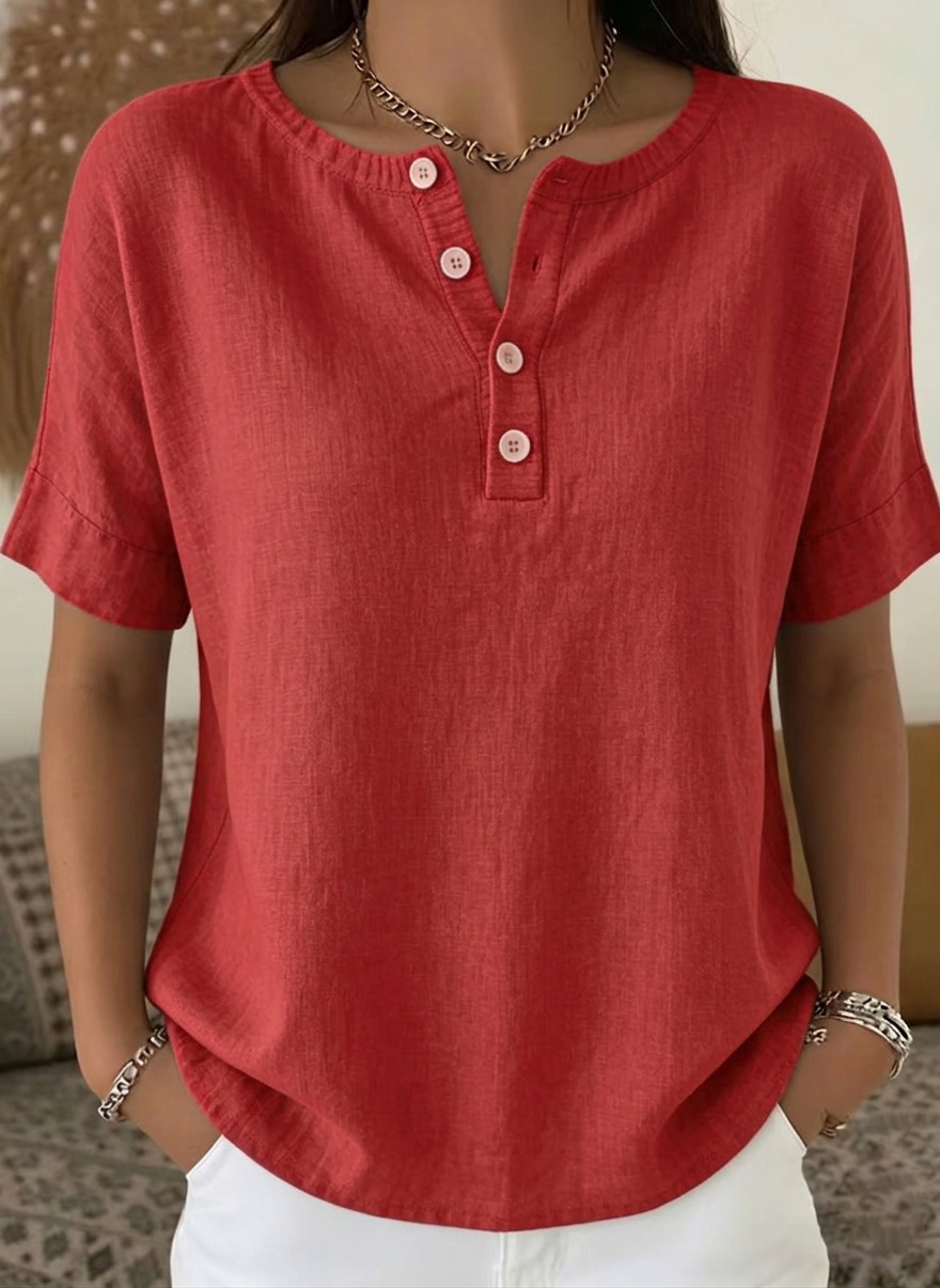Summer New Arrivals — Women's Casual Cotton-Linen Short-Sleeve Tops