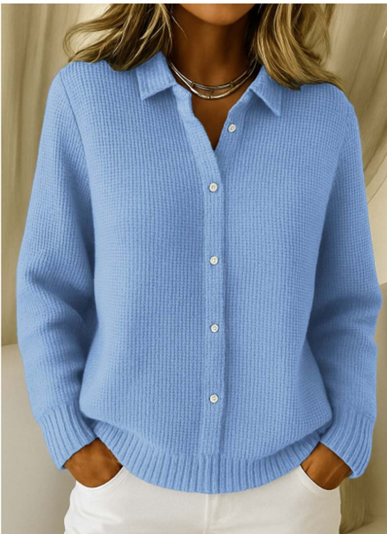 🔥 Women's Button-Up Knitted Polo Sweater