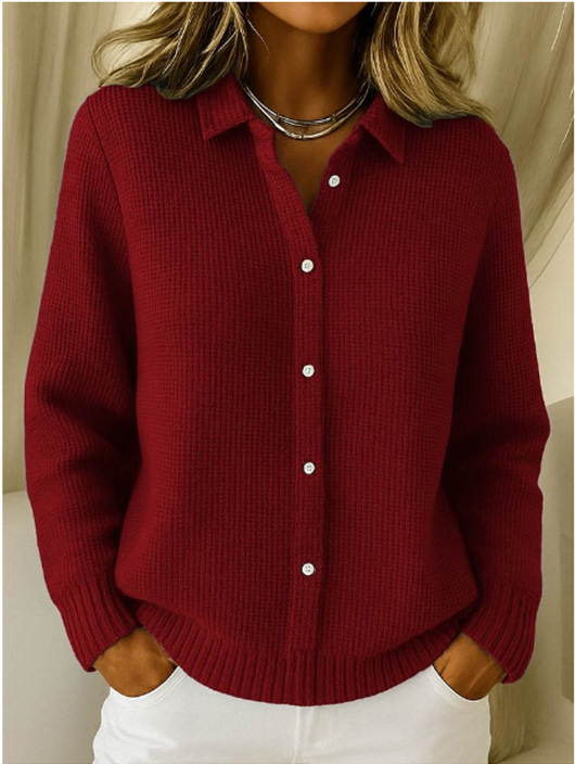 🔥 Women's Button-Up Knitted Polo Sweater