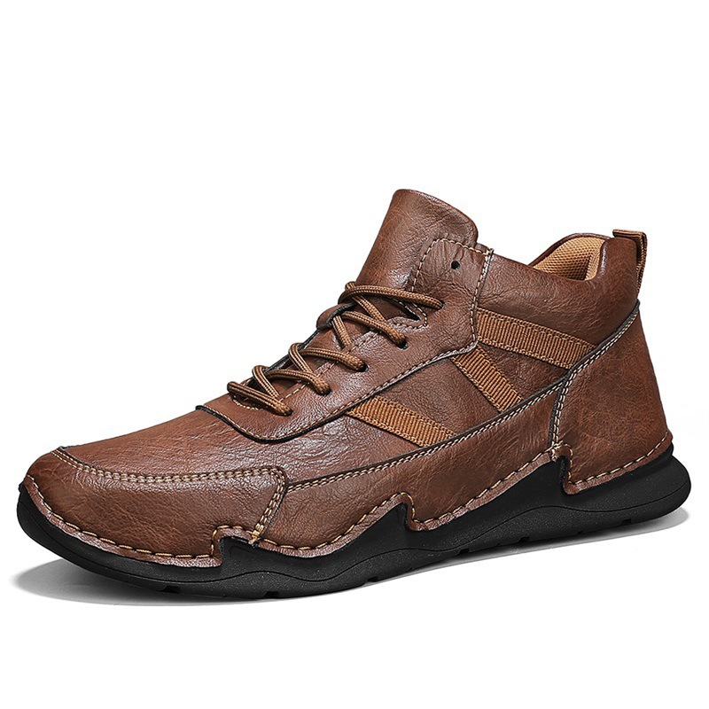Men's Comfy Arch Support Waterproof Lightweight Handmade Orthopedic Genuine Leather Shoes