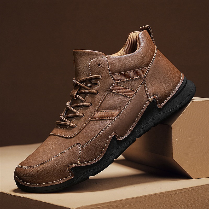 Men's Comfy Arch Support Waterproof Lightweight Handmade Orthopedic Genuine Leather Shoes