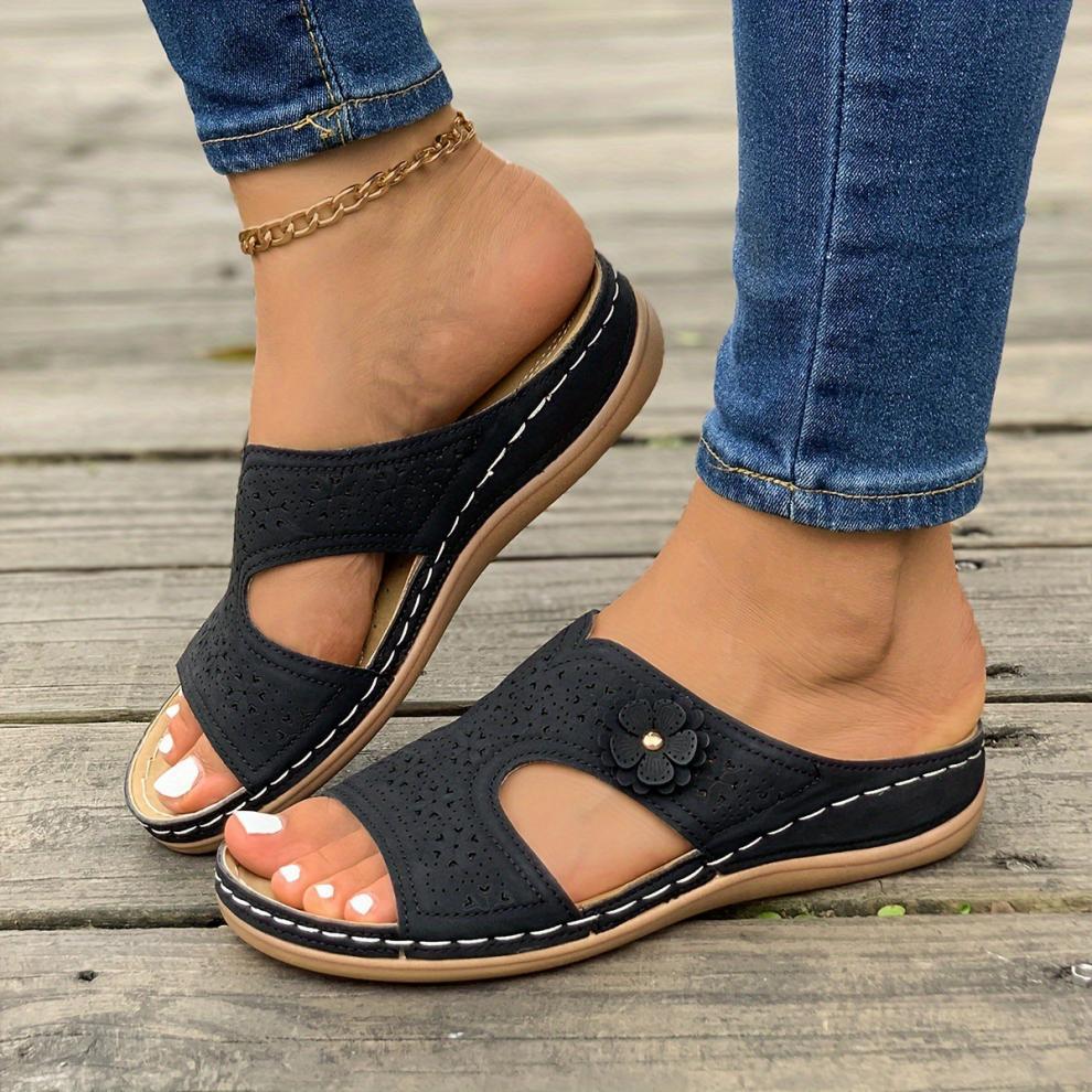 Women's openwork floral orthopedic sandals